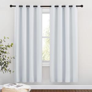NICETOWN Room Darkening Curtains for Living Room - Easy Care Solid Thermal Insulated Silver Grommet Light Blocking for Bedroom (2 Panels, 46 by 72, Greyish White) (46"W x 72"L (Pack of 2), Greyish White)