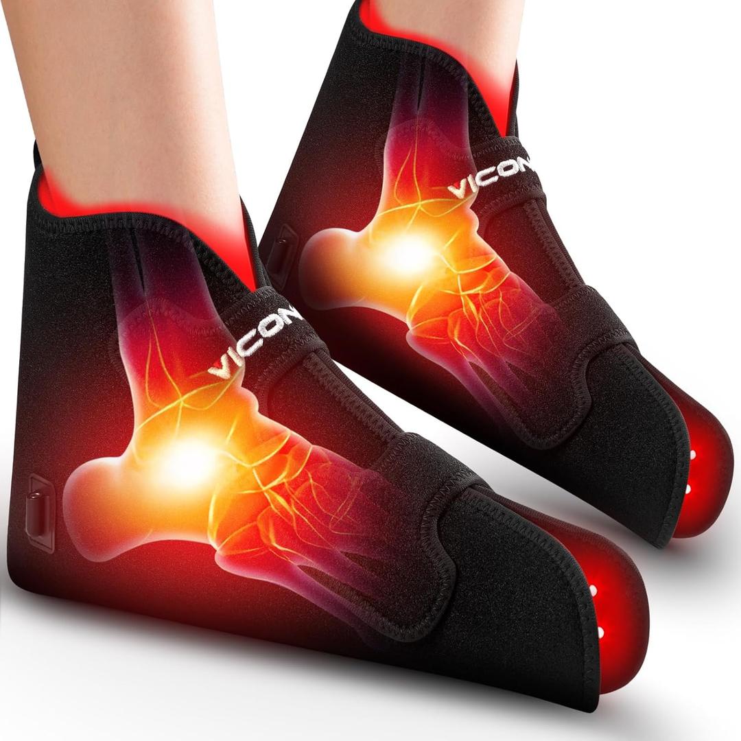 Viconor Red Light Therapy for Feet 2 Packs Infrared Light Therapy Shoes Wraps Toes & Ankle, Led Near Infrared Light Boots, Controller Adjustable Power & Time