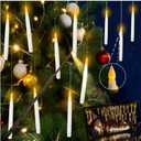 Floating Candles with Wand, 18pcs Hanging Candles Christmas, Warm LED Flickering Flameless Taper Candle with Remote, 6.7in Battery Operated Magic Candle for Home Party Christmas Decorations