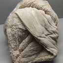Pavilia Cream Beige Fluffy Bed Blanket, Queen Size, Fuzzy Plush Warm Large Blanket for Couch Sofa, Super Soft Thick Faux Fur Sherpa Blanket, 90x90