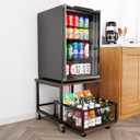 SpaceAid Mini Fridge Stand with Storage, 19.7" W x 19.7" D Heavy Duty Mobile Refrigerator Shelf Stand Table with Wheels, Fridge Cart Organizer with Drawer Basket for Home Dorm Office (Brown Wood)