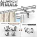 Silver Double Curtain Rod, 84 to 120 Inch Long Dual Curtain Rods with Aluminium Modern End Cap Finial, 1 Inch Adjustable Heavy Duty Window Treatment Rod, Telescopic Metal Double Drapery Pole Set
