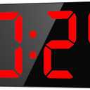 LED Digital Wall Clock with Large Display, Big Digits, Auto-Brightness, 12/24Hr Format, Modern Electric Small Silent Wall Clock for Living Room, Bedroom, Classroom, Farmhouse, Kitchen, Office - Red