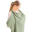 Konssy Muslin Nursing Cover for Baby Breastfeeding, Breathable 100% Cotton Breastfeeding Cover with Rigid Hoop for Mother Nursing Apron, Multi-use Carseat Canopy (Sage)