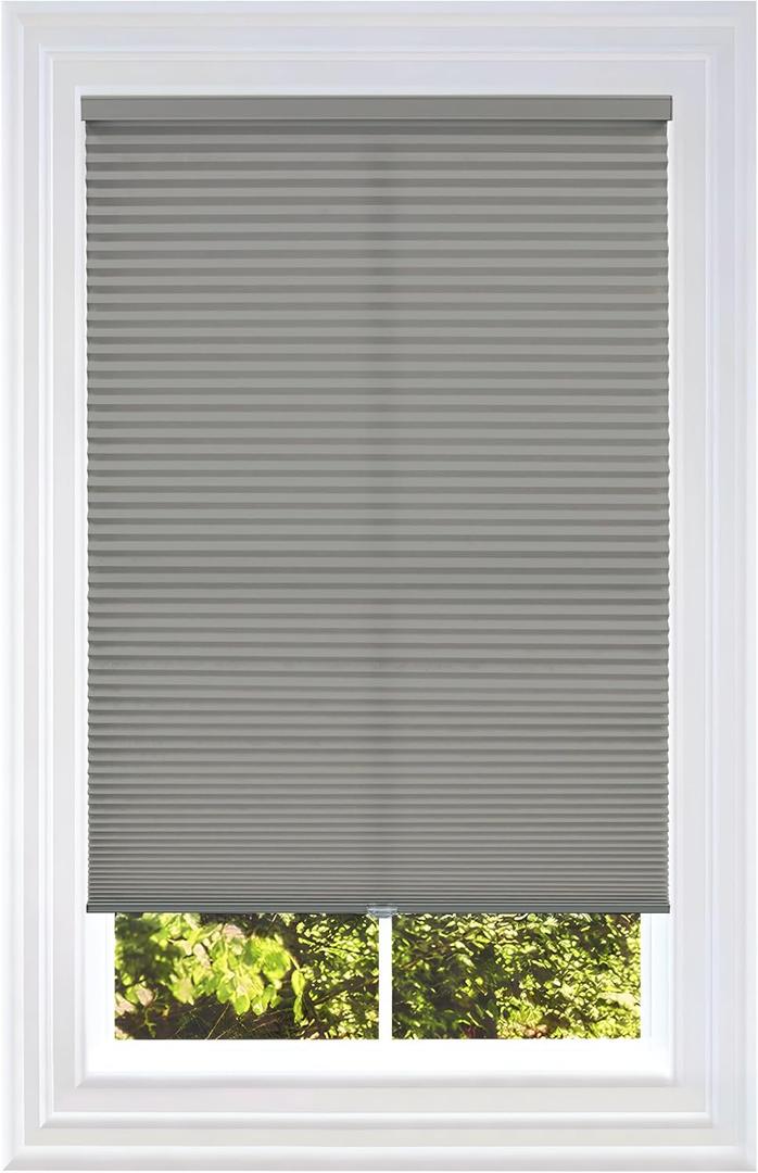 BlindsAvenue Cellular Honeycomb Cordless Shade, 9/16" Single Cell, Light Filtering, Antique Pewter, Size: 68" W x 72" H