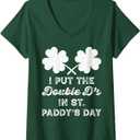 Womens I Put The Double Ds in St Paddys Day Funny St Patricks Boobs V-Neck T-Shirt, Size Small
