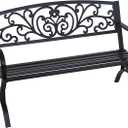 FDW | 50" Outdoor Garden Bench | Black | 485lbs Load Capacity