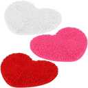 Timgle 2 Pcs Valentines Heart Shaped Rugs Galentine Day Love Bath Mats Cute Chenille Rugs Non Slip Washable for Home Entrance Bathroom Shower Floor Decor, 20'' x 24'' (Red Rose White)