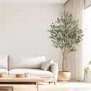 Realead 8ft Faux Olive Tree, Large Realistic Olive Trees Artificial Indoor, Tall Fake Olive Tree with Natural Wood Trunk and Lifelike Fruits for Home Office Decor