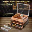 VALLUME Acrylic Humidor Box,High-Definition Transparent Cigar Case,Lock Latches and 90-Degree Opening Hinges Cigar Box,Cigar Accessory Drawer,Digital Hygrometer and Humidifier,Holds About 50-60 cigars