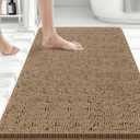 Bcoimo 36x24 Chenille Bath Mat  Non-Slip with Backing Bath Rug Ultra-Absorbent and Machine Washable Bathroom Mat Quick-Dry Design. Ideal for Bathroom Shower and Tub Areas (Khaki)
