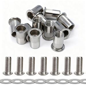 Stainless Steel 5/16-18 Rivet Nuts and Bolts 1" Button Head Socket Cap Screws 5/16 Flat Washers Rivnut Threaded Nutsert 20-Set