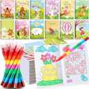 BenLouis 12 Spring Mini Coloring Books Kids with 12 Stacking Crayons Easter Party Favors Small Activity Books Bulk for Kids Spring Butterfly Flower Bee Theme Party Gift Goodie Bag Stuffers