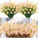 MACTING Artificial Flowers for Outdoors 12 Bundles Fake Flowers UV Resistant No Fade Faux Outdoor Plants for Indoor Outside Planters Garden Porch Yard Window Home Summer Decorations(Pink)