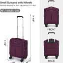 Hanke Underseat Carry On Luggage with Wheels, Lightweight Small Suitcase Airline Approved 16 Inch Softside Personal Item Travel Bag for Women Men, Compact Under Seat Luggage with Spinner Wheels,Purple