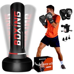 Freestanding Punching Bag for Adult Teens, 70" Heavy Punching Bag with Boxing Gloves and Electric Air Pump for Beginners Kickboxing Training MMA Muay Thai Fitness Office Home Gym