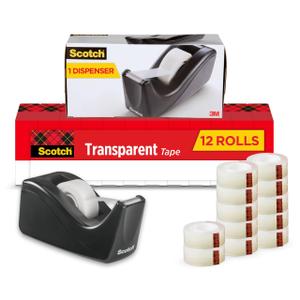 Scotch Transparent Tape with C60 Desktop Dispenser, Versatile, Cuts Cleanly, Engineered for Office and Home Use, 3/4 x 1000 Inches, Boxed, 12 Rolls, 1 Dispenser Scotch Transparent Tape with C60 Desktop Dispenser, Versatile, Cuts Cleanly, Engineered for Office and Home Use, 3/4 x 1000 Inches, Boxed, 12 Rolls, 1 Dispenser