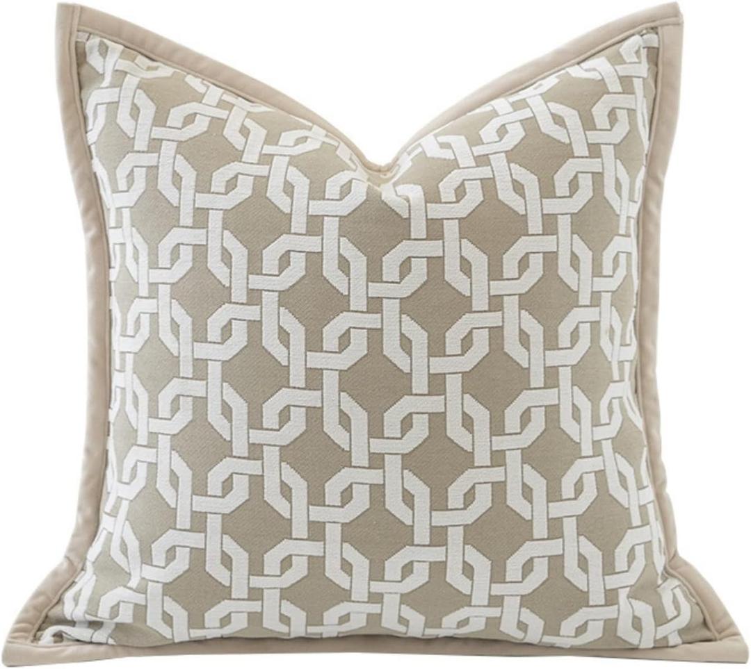 Croker Horse 20x20'' Inches Throw Pillow Cushion Cover - Chain Pattern Chenille Jacquard Embroidey Luxury Modern Style Couch Sofa Pillow Covers for Living Room Bedroom