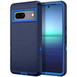 I-HONVA for Google Pixel 7 Case Shockproof Dust/Drop Proof 3-Layer Full Body Protection [Without Screen Protector] Rugged Heavy Duty Cover Case for Google Pixel 7 2022,Navy Blue