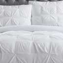 TRULY SOFT Pleated Comforter Set White Polyester 3-Piece Full/Queen Comforter Set, Solid Color Themed, for Men and Women, Oeko-TEX Certified Confidence, White