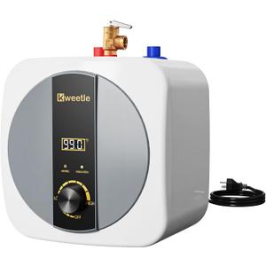 2.5 Gallon Under Sink Hot Water Heater Electric, 110V 1500W Mini Tank Water Heater with Digital Display Pressure Release Vavle, Instant Hot Water for Kitchen Hair Salon RV, Wall or Floor Mounted