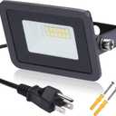Miwat 10W LED Working Light, IP68 Waterproof Outdoor Floodlight with Plug for Garden Wall Background Basement Studio (3"x2") (White)