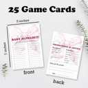 Baby Alphabet & Predictions Advice Theme Baby Shower Game Activities- 25 Watercolor Pink Bow Game Cards(5’’x7’’) For Boys & Girls- Decorations & Supplies For Baby Shower & Gender Neutral Party-C03