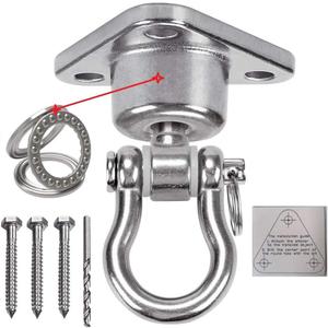 9M Stainless Steel Hanger with Smooth Swing Bearings, Heavy Duty 180°+360° Swivel Swing Hook, 1500 lb Capacity Playground Yoga Hammock Chair Rope, sandbag Porch Swing Bag Sleeve