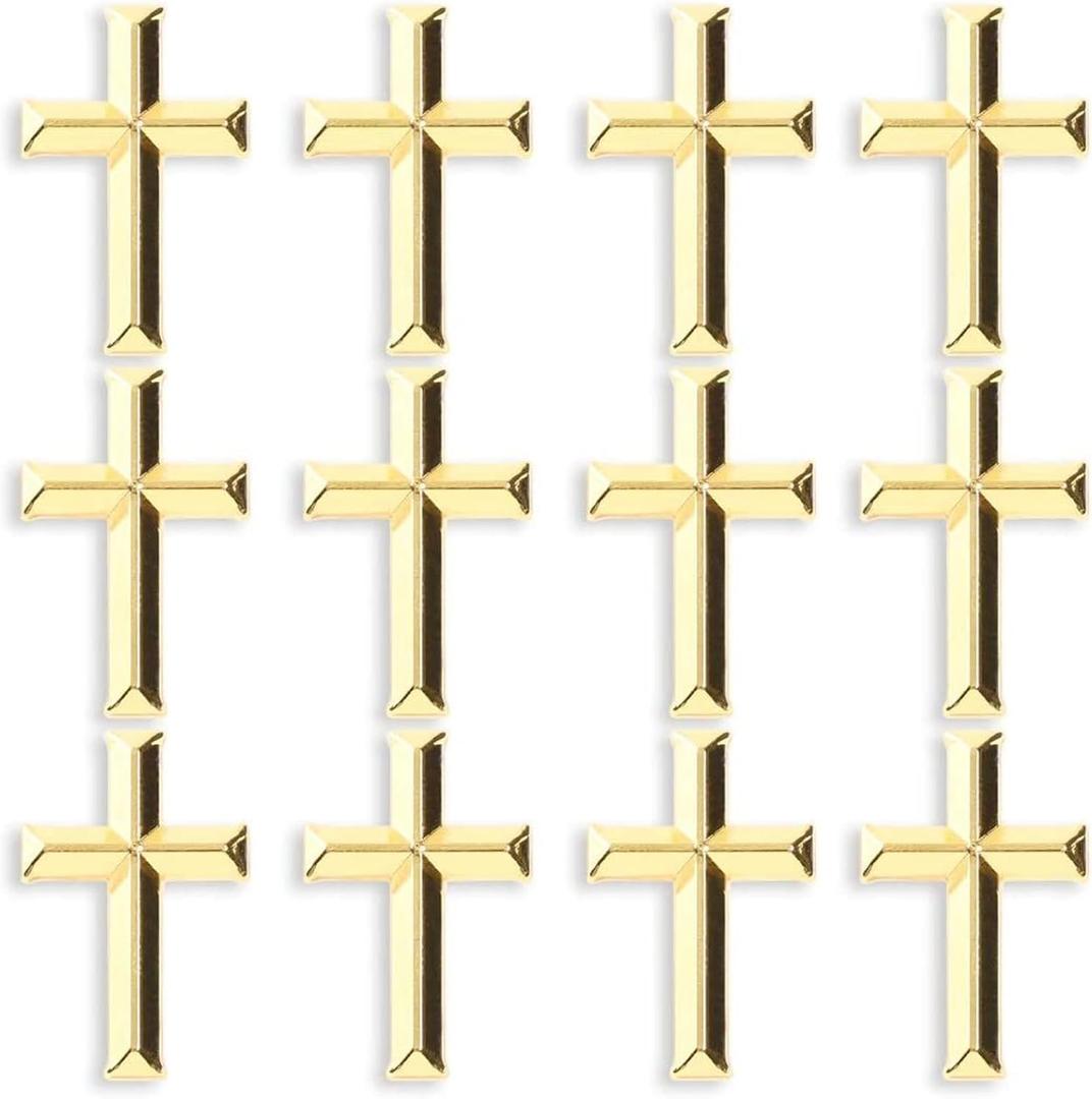 Bright Creations Gold Cross Lapel Pins, Enamel Pin Set (1 inch) - Pack of 12
