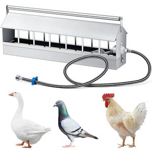 Blushtier Automatic Chicken Waterer Stainless Steels 14 Windows Chicken Water Feeder Large Watering System with Float Valve Automatic Poultry Waterer for Duck Goose Pigeon Quail