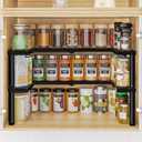 THYGIFTREE Spice Rack Organizer for Cabinet 2 Tier Expandable Metal Seasoning Organization Height Adjustable Spice Storage Shelf for Cupboard Pantry