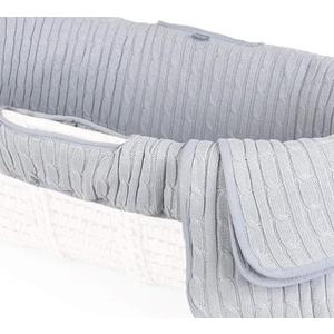 Tadpoles Cable Knit Moses Basket Bedding Only Set, Grey