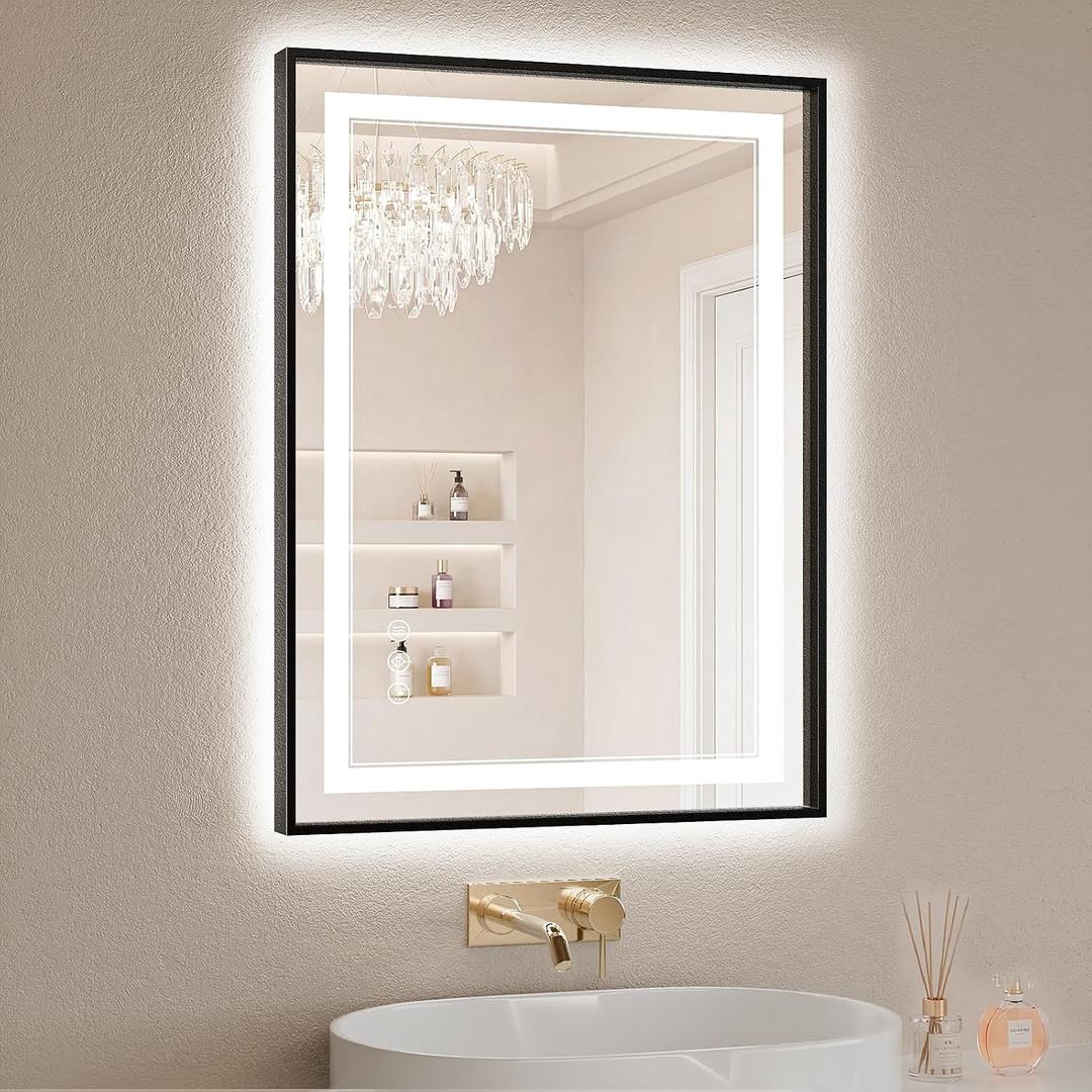 22"x30" LED Bathroom Mirror with Lights, Front & Backlit, Anti-Fog, Dimmable, 3 Color Temperature, CRI 90+, LED Mirror for Bathroom with Premium Full Aluminum Frame, Touch Control with Memory
