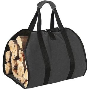 Heavy-Duty Waxed Canvas Firewood Carrier Bag  Large Log Tote with Handles for Easy Transport (1, Black)