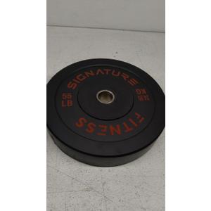 Olympic Bumper Plate 2 inch Hole - 55LB (Black) | Solid Rubber Weight Plate for CrossFit, Deadlift, Powerlifting & Home Gym
