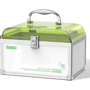Glosen Medicine Lock Box With Key8.46 * 5.87 * 5.51 Inchlocked Medicine Box with Child Safe Lock (Green-X-Small)