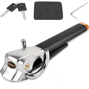 Steering Wheel Lock Universal Anti-Theft Device Heavy Duty Security Car Lock for Vehicle Auto Truck SUV Van with 2 Keys Black