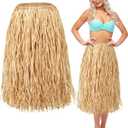 Giegxin Natural Raffia Grass Skirts Tropical Luau Hula Skirt for Adults Women Men Hawaiian Party Costume Beach (As Shown in the Pictures Fresh Style)