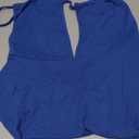 SOLY HUX Women's Plus Size Halter Tie Backless Asymmetrical Hem Sexy Cami Tops Plain Blue 1XL