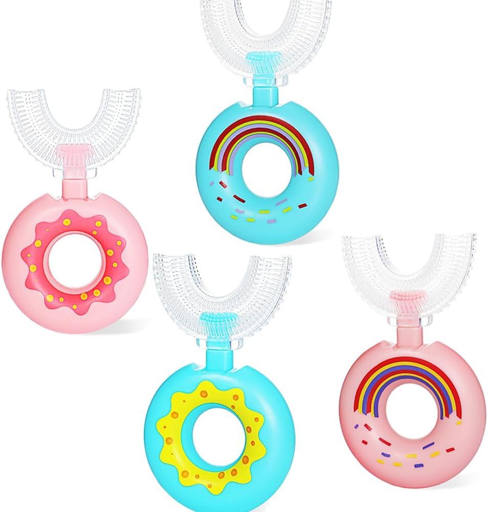 Toddler Toothbrush U Shaped,Lovely Colorful Food Grade Kids Toothbrush for 2-8 Years Old,Stocking Stuffers for Your Kids (4 Pack)