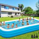Extra Large Inflatable Pool for Adults, 180"x76"x22" Oversized Thickened Swimming Pool with Air Pump, Full Size Family Big Blow Up Pools for Backyard Garden Lawn Indoor Outdoor Summer Water Party