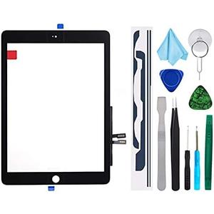 Black Touch Screen Digitizer Repair Kit for iPad 9.7" 2018 iPad 6 6th Gen A1893 A1954 Front Glass Replacement (Without Home Button,not Include LCD) +Pre-Installed Adhesive + Tools