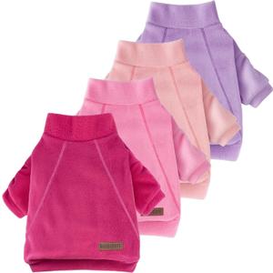 4 Pack Fleece Dog Sweater Clothes for Small Dogs Girls Boys Pullover Turtleneck Dog Sweatshirt Coat Winter Soft and Warm Pet Puppy Sweater Clothes for Cold Weather Spring Autumn Christmas (Pink+Rose+Light Pink+Purple)