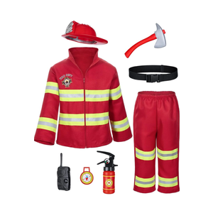 Kids Fireman Firefighter Costume Toys with Complete Accessories for Boys Girls Birthday Halloween Party Dress Up 10-11years