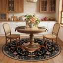 RELEANY Area Rugs 6ft Washable Non-Slip, Floral Vintage Distress Print Pattern Medallion Carpet for Living Room Bedroom Dining Room, Black Colorful Floral Dark Tan