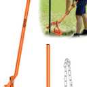 Dual-Purpose Stake Puller, Portable Concrete Stake Anchor Atack Rebar Steel Pin Form Puller Tool, Fit for Small Wood Piles/Steel Bars/Fences/T-Post, 2 Types of Clips + Iron Chain