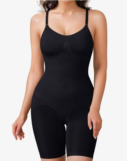 BRABIC Waist Trainer Bodysuit for Women Tummy Control Shapewear Round Neck Seamless Butt Lifter Full Body Shaper, Size M/L