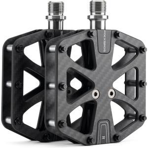 ROCKBROS Mountain Bike Pedals MTB Pedals Carbon Fiber 3 Bearing Lightweight Road Bicycle Pedals Non-Slip 9/16" Wide Flat Pedals
