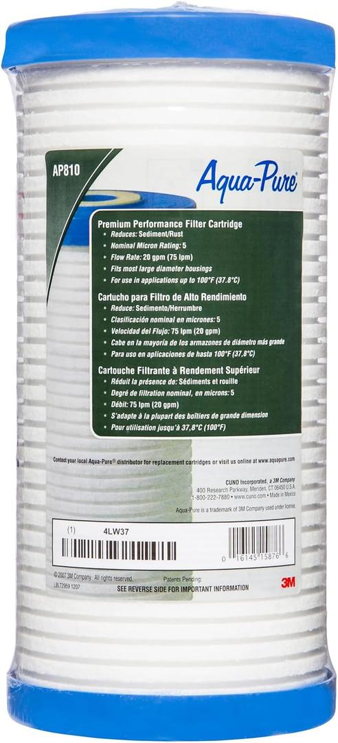 3M Aqua-Pure Whole House Replacement Water Filter AP810, For Aqua-Pure AP801, AP801-C, AP801T and AP801B Water Filtration Systems,White