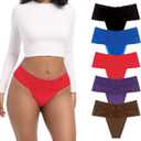 Umiehary Women Leaf Print High Waisted Tummy Control Lace Thong Stylish Comfort for Everyday Wear Small to 4XLarge (5 Gloomy)